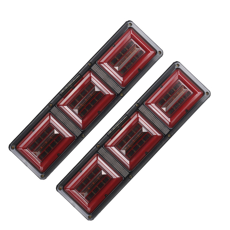 2PCS 24V LED Flow Rear Brake Stop Tail Fog Light Traffic Lamp For Trailer Truck Boat