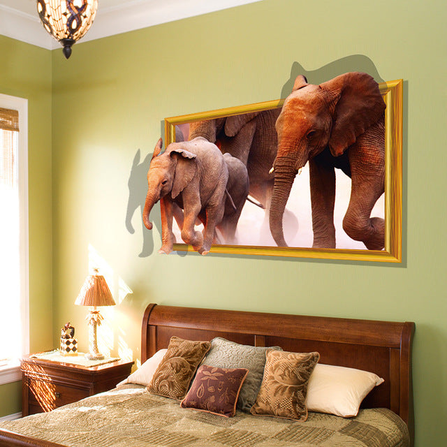 Wall Stickers 3d Three-dimensional Elephant Window Simulation Stickers Living Room Decoration Stickers Furniture Creative