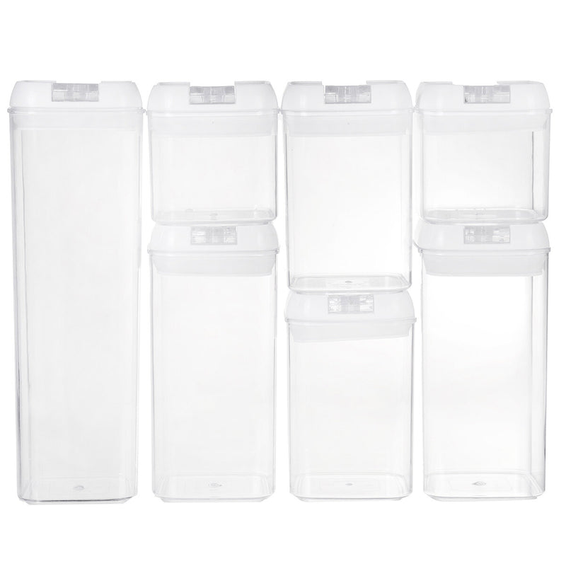 7PCS Airtight Stackable Dry Food Storage Container Cereal Transparent Kitchen