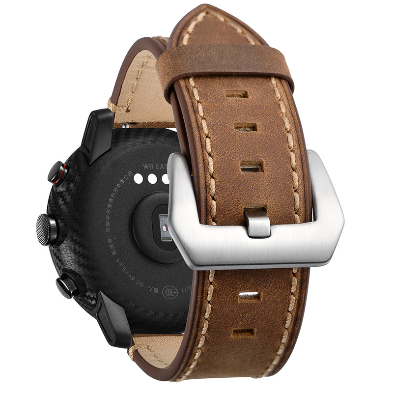 22mm Genuine Leather Watch Strap Watch Band for Huami Amazfit 2