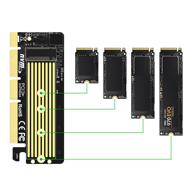 AODUKE M.2 NVME SSD to PCI-E3.0 Universal Adapter Card M.2 Nvme Hard Disk Adapter Card Converter AJK4816P