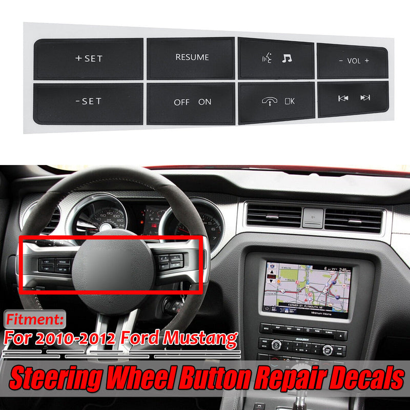 Black Steering Wheel Button Repair Decals Stick For Ford Mustang