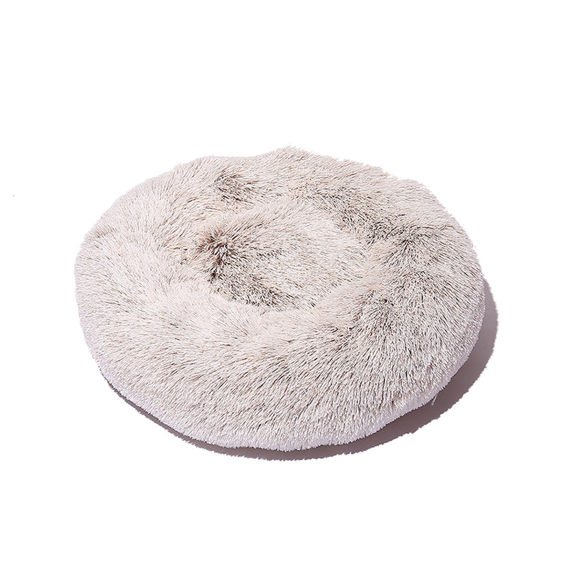 50cm Plush Fluffy Soft Pet Bed for Cats Dogs Circular Design Calming Bed