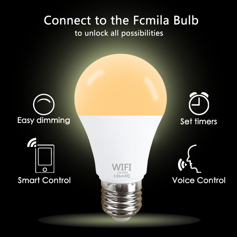 Smart WiFi E27 E26 Bulb CW+WW AC110/220V Supports Alexa Google Home Voice Control APP Control