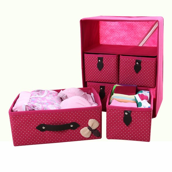 Three Layer Storage Box Five Drawer Non-woven Underwear Cosmetic Makeup Sundries Organizer