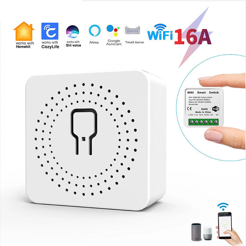 Homekit 16A WiFi Smart Home Switch Timing Countdown Schedule Phone Remote Control Voice Control with Siri Alexa Google Home Support 2-way Control