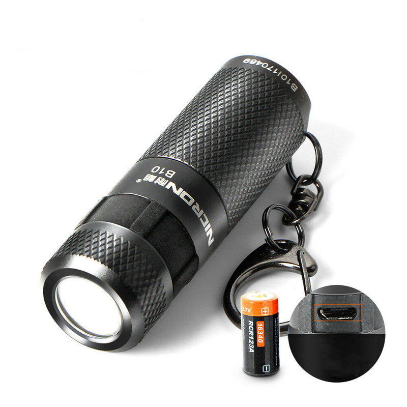 NICRON B10 200LM Mini LED Keychain Flashlight 5Modes Dimming USB Rechargeable Mini LED Torch