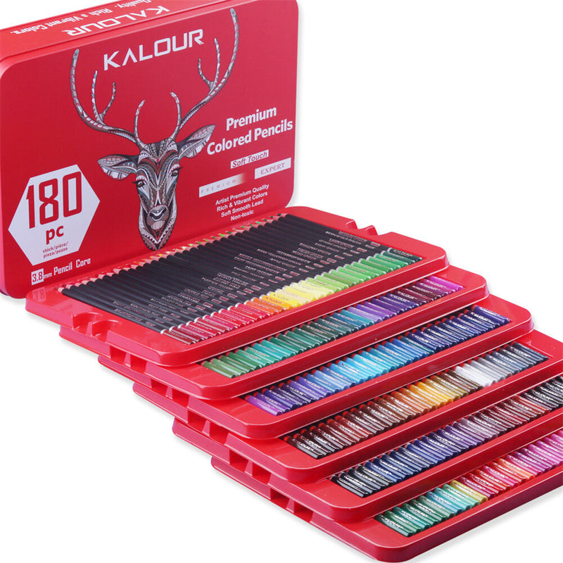 Kalour 180pcs Color Pencil Set 2B 3.8mm Soft Core Diameter Professional Color Graffiti Pencils for Artists Adult Kids Painting