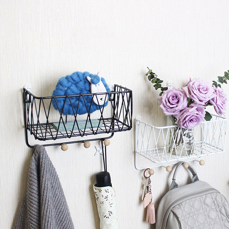 Bakeey Kitchen Rack Toilet Bathroom Wrought Iron Wall Storage Rack Hanging Basket