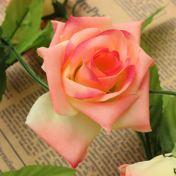 2.4m Artificial Plastic Rose Flower Green Leaves Garland Home Garden Wedding Party Decorations