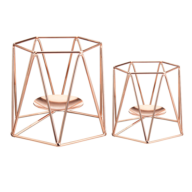 Metal Candle Holders Geometric Hexagon  Candle Holder Wedding Home Decor Tabletop Lantern