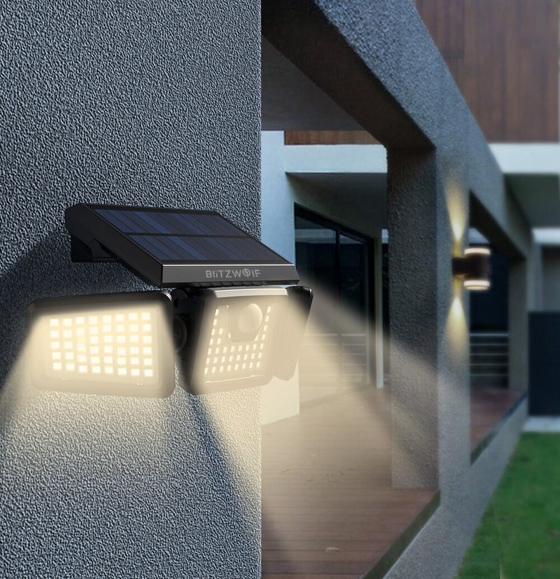 BlitzWolf BW-OLT9 Rotatable 3 Heads Adjustable Waterproof 120PIR Sensor Solar Flood Light 3000K Warm Light