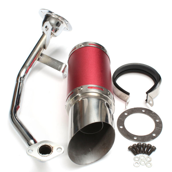 50mm/2in Motorcycle Exhaust System Stainless Steel Short Carbon Fiber For GY6 49cc 50cc 125cc 150cc 200cc 4 Stroke Scooter